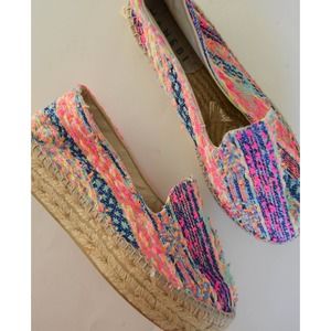 Manebi Acapulco Rainbow Espadrille Platform, Size 39